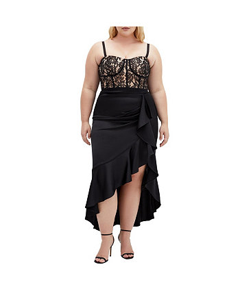 Plus Size Lace Ruffle Dress City Chic