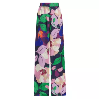 Широкие атласные брюки Marnie с цветочным принтом Ramy Brook