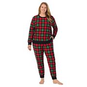 Плюшевый флисовый комплект пижамы Plus Size от Cuddl Duds: кофта с длинными рукавами и брюки с карманами Cuddl Duds