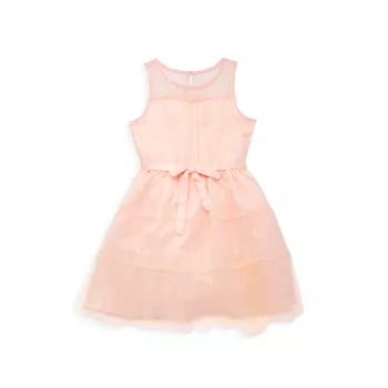 Маленькая девочка и усилитель; Блестящее сетчатое платье для девочек Blush by Us Angels
