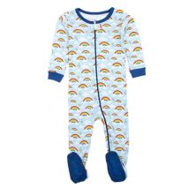 Детская хлопковая пижама Leveret на ногах, радужно-синяя Leveret