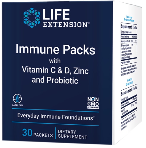 Пакеты для иммунитета Life Extension с витамином C &amp; D-цинк и пробиотик - 30 пакетиков Life Extension
