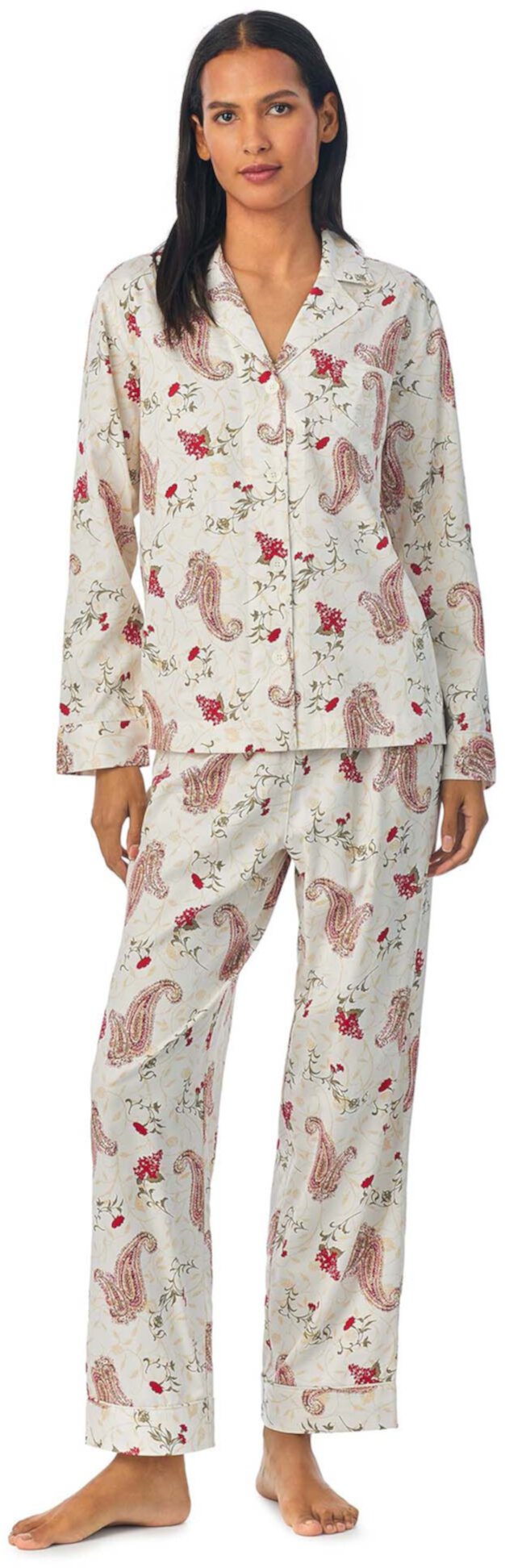 Пижама с атласным воротником с длинными рукавами Ralph Lauren