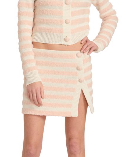 Fluffy Stripe Wool Blend Wrap Miniskirt Balmain