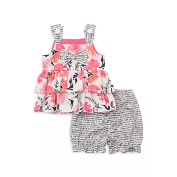 Baby Girl's &amp; Little Girl's Pretty In Pink Cotton Dress &amp; Bloomers Set Haute Baby