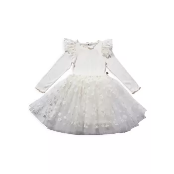 Детские, маленькие девочки и amp; Платье-пачка с цветочным принтом для девочек Petite Hailey