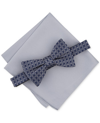 Men's Tolbert Patterned Bow Tie & Solid Pocket Square Set, Created for Macy's Alfani