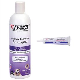 Zymox Topical Cream with Hydrocortisone 0.5% for Dogs & Cats & Zymox Advanced Enzymatic Oatmeal Cat & Dog Shampoo Zymox