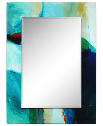 Закаленное художественное стекло с обратной печатью и прямоугольным зеркальным декором со скошенной кромкой — 48 x 36 дюймов Empire Art Direct