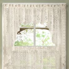 Sweet Home Old World Style Floral Heavy Cream Lace Kitchen Curtain Swag Pair Set Sweet Home Collection