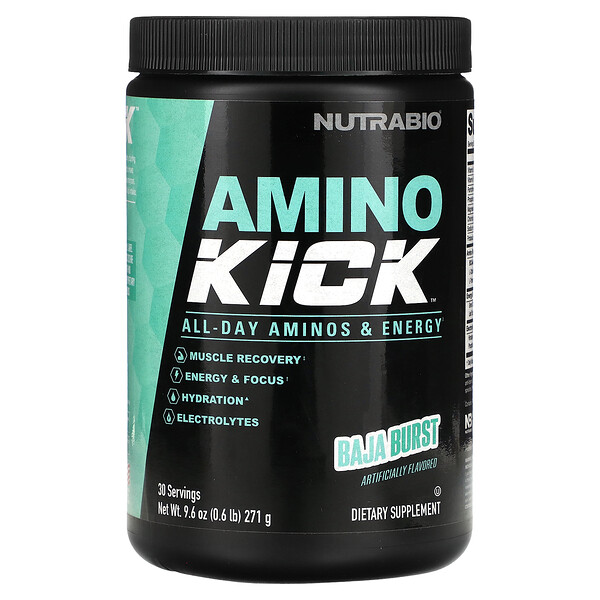 Amino Kick, Baja Burst, 0.6 lb (Фунты) (271 g) NutraBio