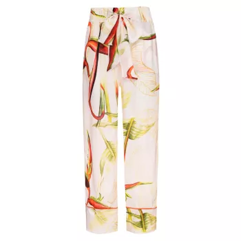 Шелковые пижамные брюки с цветочным принтом Sinesia Karol