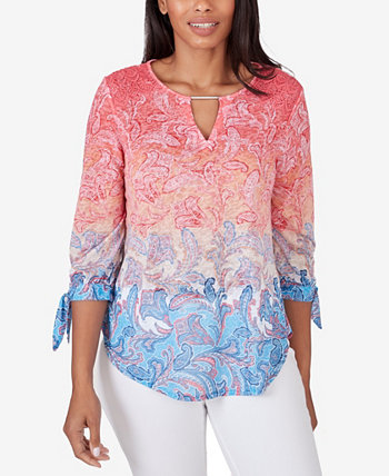 Petite Ombre Guava Paisley Printed Knit Top Ruby Rd.