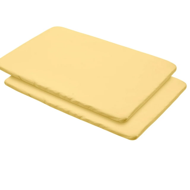 All-in-One Fitted Sheet  Waterproof Cover, For 39" x 27"/99 x 69 cm Play Yard Mattress, Yellow (2-Pack) BreathableBaby