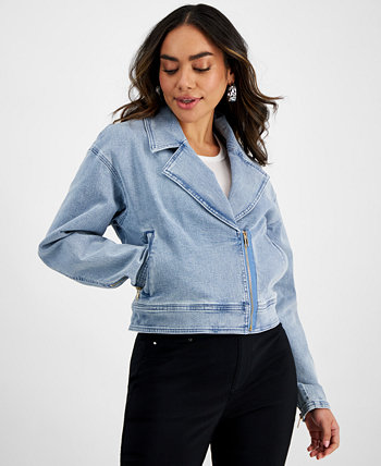 Миниатюрная джинсовая байкерская куртка с асимметричной молнией, созданная для Macy's I.N.C. International Concepts