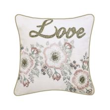 Edie@Home Celebrations Floral Beaded &#34;Love&#34; Throw Pillow Edie at Home