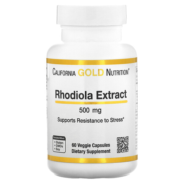 Родиола Экстракт - 500 мг - 60 растительных капсул - California Gold Nutrition California Gold Nutrition