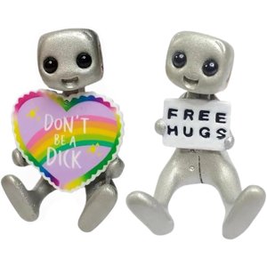 Your Anxiety is A Lying H*e Robot,Cute Tiny Robot Figure with Slogan, Fun Office Desk Decorations, Hack Your Anxiety,for Friends Family Yourself Gifts (K-2PCS) Seniver