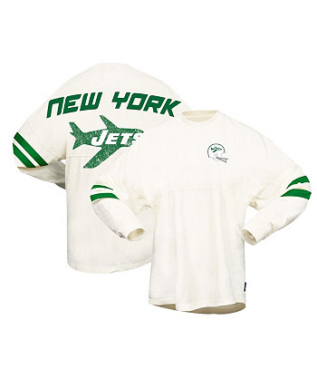 Женская кремовая футболка New York Jets Gridiron Classics Retro с эффектом потертости Spirit Jersey