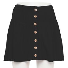 Juniors' SO® Button-Front Linen Flounce Mini Skirt SO