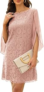 Wedding Guest Dresses for Women,Cocktail Dress,Dresses for Weddings as a Guest, Lace Chiffon Evening Dress COOAN