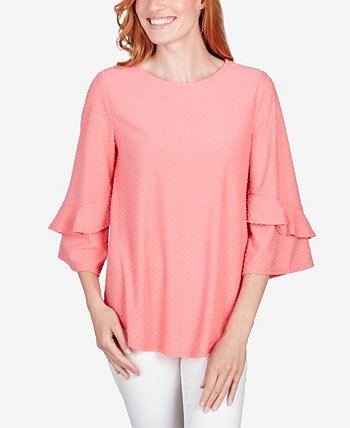 Petite Swiss Dot Textured Solid Party Top Ruby Rd.