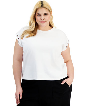 Модная футболка больших размеров с короткими рукавами и люверсами, созданная для Macy's Bar III