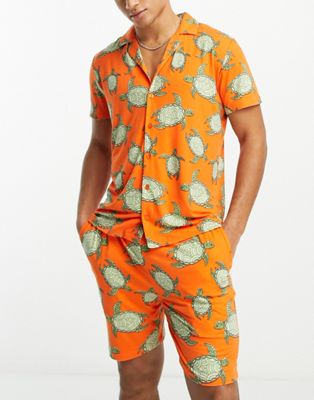 Короткая пижама с оранжевым черепаховым принтом Chelsea Peers Chelsea Peers