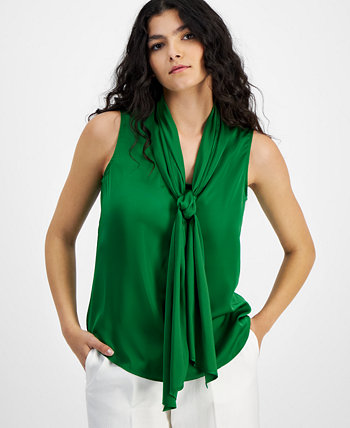 Женская атласная блузка без рукавов с завязками, созданная для Macy's Bar III