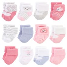 Хлопковые и махровые носки для новорожденных девочек, сафари для девочек, 0–3 месяца Hudson Baby