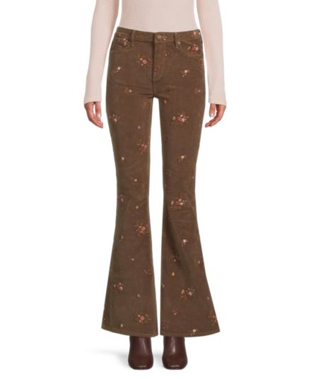 Вельветовые расклешенные брюки Farrah с цветочным принтом Driftwood