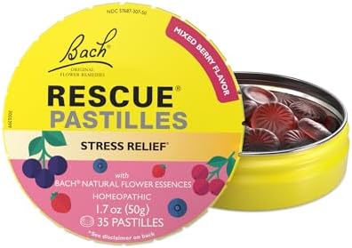 RESCUE Bach PASTILLES, Mixed Berry Flavor, Stress Relief Lozenges (Пастилки), Homeopathic, Flower Essences, 35 Count RESCUE