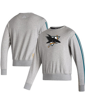 Мужская серая толстовка San Jose Sharks Team Classics с меланжевым принтом в винтажном стиле Adidas