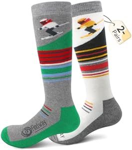 findway Kids Ski Socks Merino Wool (2 or 3 Pairs) Winter Warm Socks,Snowboarding Thermal Socks for Boys Girls 3-16 Years Findway