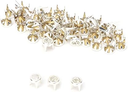 50 Set Silver/Gold Base DIY Fashion Rhinestone Claw Beads Nailhead Studs Punk Diamond Spikes Rivets for DIY Leather-Craft(6mm Silver) Sheens