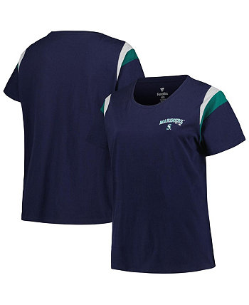Женская темно-синяя футболка с круглым вырезом больших размеров Seattle Mariners Profile
