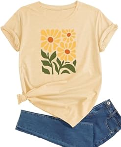 J&DHUASHA Women's Plus Size Floral T-Shirt Short Sleeve Crewneck Flower Graphic Tees Casual Summer Printed Tops J&DHUASHA