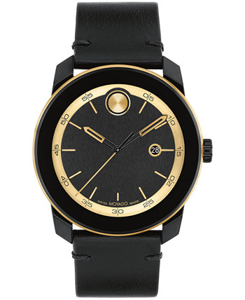 Мужские часы Bold Tr90 швейцарские кварцевые черные кожаные часы 42 мм Movado