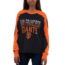Женская футболка G-III 4Her by Carl Banks черного/оранжевого цвета с длинным рукавом San Francisco Giants Smash Raglan In The Style