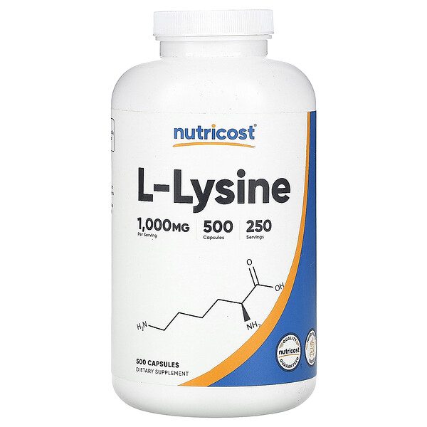 L-лизин, 500 мг, 500 капсул Nutricost