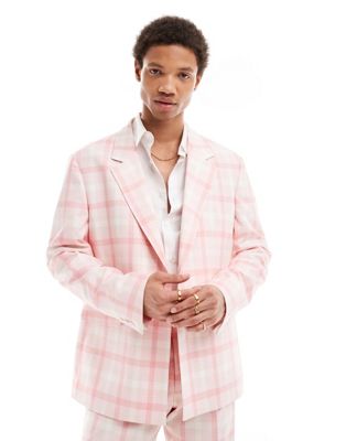Viggo eriksen plaid suit jacket in light pink Viggo