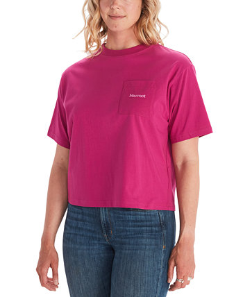 Женская хлопковая футболка свободного кроя с логотипом Marmot