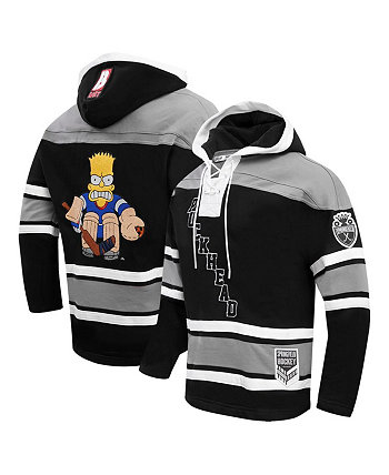 Мужская хоккейная футболка с капюшоном Bart Simpson серого, черного цвета The Simpsons Puckhead Hoodie Freeze Max