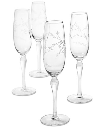 Бокалы для шампанского с гравировкой и цветочным рисунком, набор из 4 штук, создано для Macy's Hotel Collection