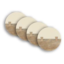 Dainty Home Wood And Resin Designed 4&#34; Round Coaster Set Of 4 Dainty Home
