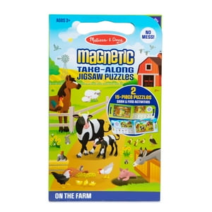 Melissa & Doug Take-Along Magnetic Jigsaw Puzzles Travel Toy – On the Farm (2 15-Piece Puzzles) Melissa & Doug