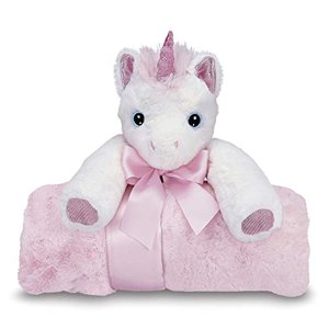 Bearington Baby Cuddle Me Dreamer, Pink Unicorn Large Size Security Blanket, 28.5" x 28.5" Bearington Collection