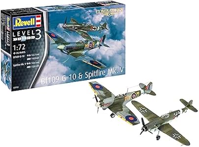 Revell RV03710 Combat Set Bf109G-10 & Spitfire Plastic Model kit, Unpainted Revell