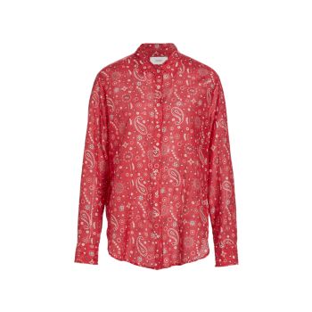 Beau Paisley Cotton &amp; Silk Button-Front Shirt Xirena