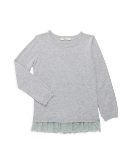Little Girl's Heathered Pullover with Net-Trim Pinc Premium